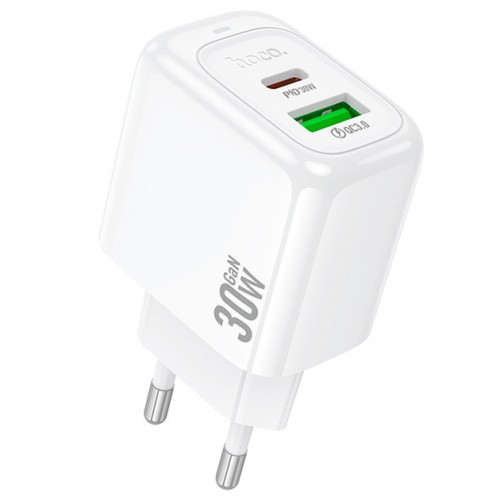 Сетевое зарядное устройство Hoco CS55A PD+QC3.0 (СЗУ USB, Type-C, 30W) White