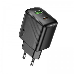 Мережевий зарядний пристрій Hoco CS25A PD+QC3.0 (МЗП USB, Type-C, 20W) Black