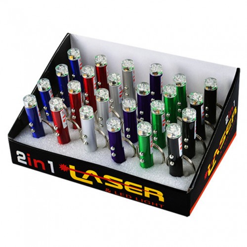 Фонарик брелок 9618-2LED с лазером (3xAG3)
