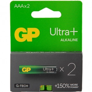Батарейка ААА GP 24AUP21-SB2 Ultra+ Alkaline, LR03, 1x2шт.