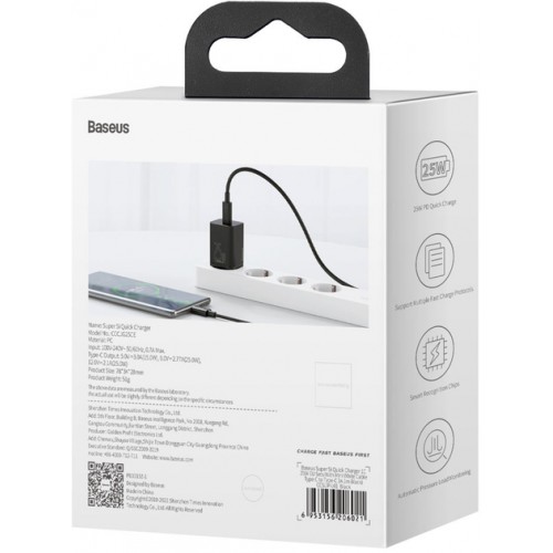 Сетевое зарядное устройство Baseus Super Si (СЗУ Type-C, 25W) Black (CCSP020101)