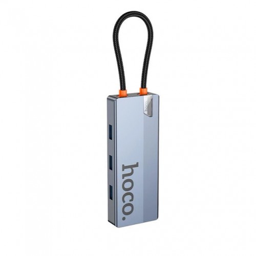 Переходник USB-хаб Hoco HB50 5in1 (Type-C to Type-C, 3xUSB3.0, HDMI, PD) Grey