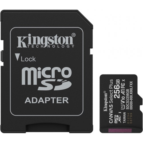 Карта пам'яті MicroSDXC 256Gb Kingston Canvas Select Plus Gen3 Class 10 A1 UHS-I (адаптер SD)