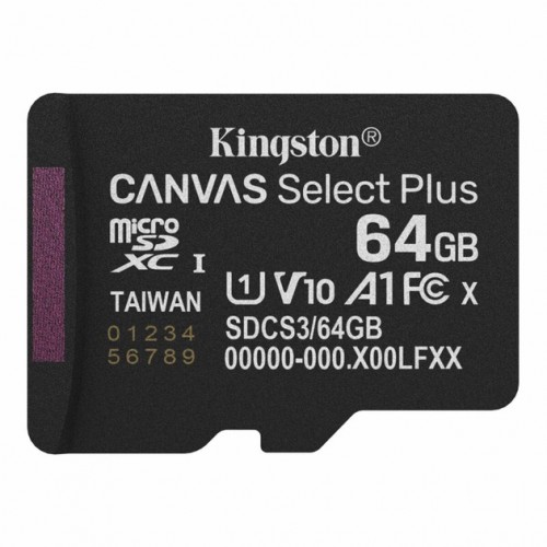 Карта пам'яті MicroSDXC 64Gb Kingston Canvas Select Plus Gen3 Class 10 A1 UHS-I (адаптер SD)