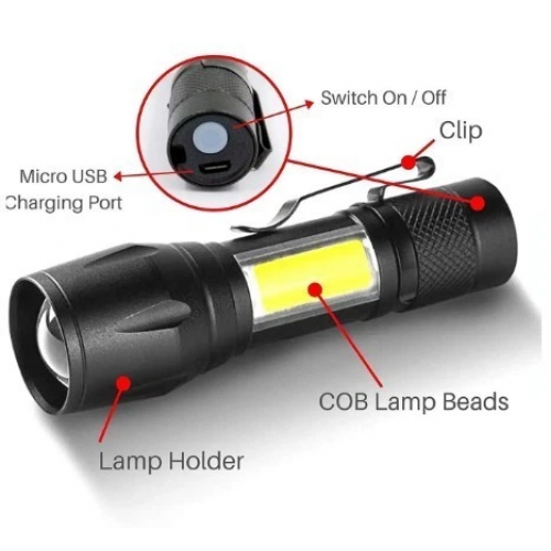Фонарик ручной светодиодный мощный в кейсе BL-513, USB