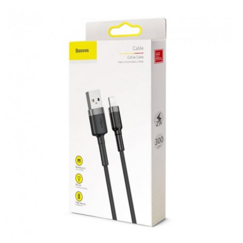 Кабель Baseus Cafule Lightning 3m. grey/black