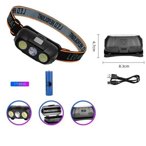 Ліхтар KX-215-Led+2COB (налобний) 1x18650