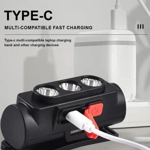 Налобний ліхтар PLD-2119C-3COB 1x18650(White+Red)