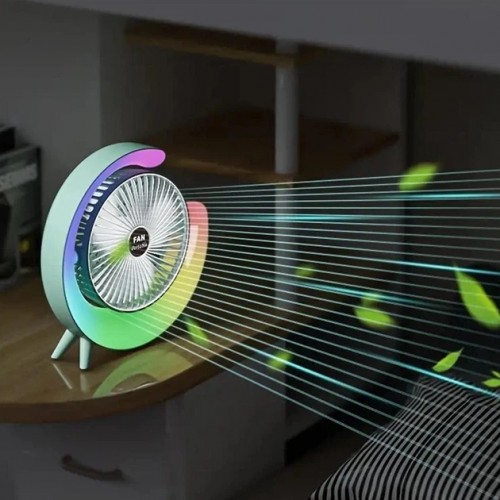 Настільний вентилятор F-13 RGB LED 1800 mAh Green