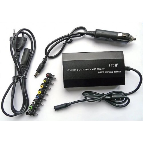 Блок питания для ноутбука с прикуривателем DC 0127 2in1 (12-24V/120W) 8 насадок