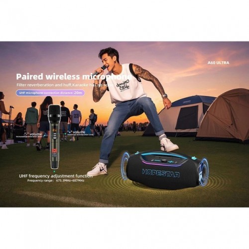 Портативна Bluetooth колонка Hopestar A60 Ultra 450W з мікрофоном black