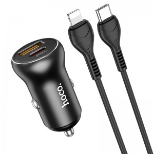 АЗУ Hoco NZ5 PD+QC3.0 Lightning (АЗУ USB, Type-C, 30W/Cable Type-C to Lightning) black