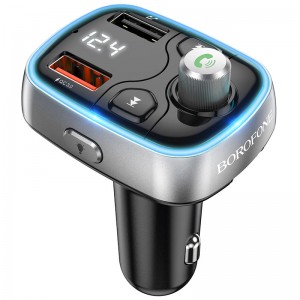 FM-трансмиттер Borofone BC32 QC3.0 (АЗУ 2xUSB, 18W) Black