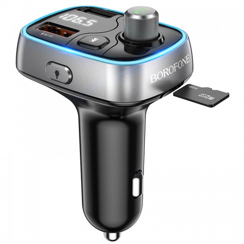 FM-трансмиттер Borofone BC32 QC3.0 (АЗУ 2xUSB, 18W) Black