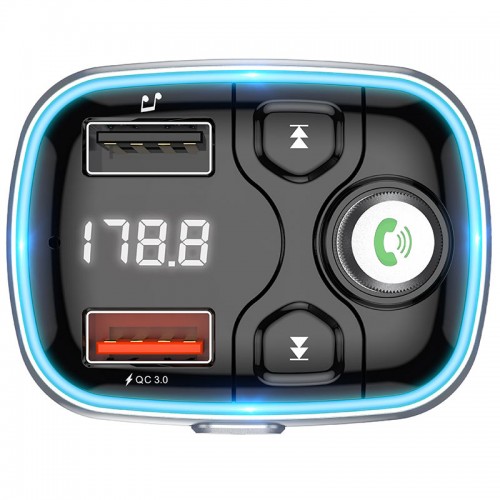 FM-трансмиттер Borofone BC32 QC3.0 (АЗУ 2xUSB, 18W) Black