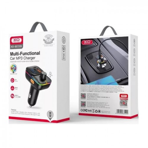 FM-трансмиттер XO BCC09 (АЗУ 2USB, PD+QC3.0, 25W)