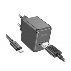 Сетевое зарядное устройство Hoco CS11A Type-C (USB 2.1A/Cable Type-C) Black