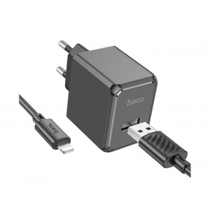 Сетевое зарядное устройство Hoco CS11A Lightning (USB 2.1A/Cable Lightning) Black