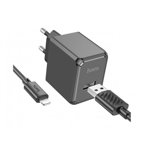 Сетевое зарядное устройство Hoco CS11A Lightning (USB 2.1A/Cable Lightning) Black