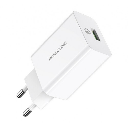 Сетевое зарядное устройство Borofone BA21A QC3.0 (USB 3A, 18W) White