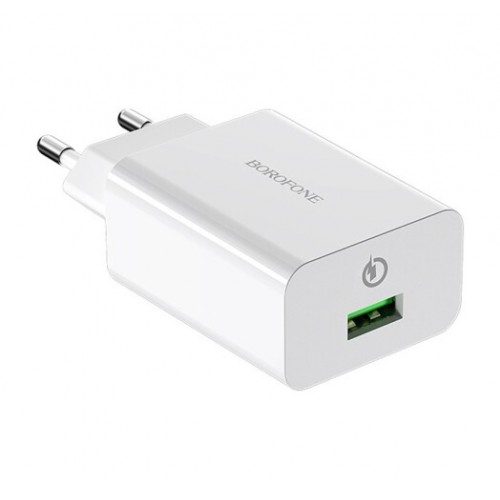 Сетевое зарядное устройство Borofone BA21A QC3.0 (USB 3A, 18W) White