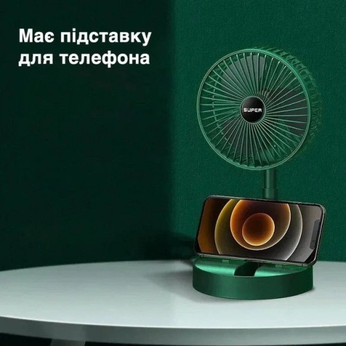 Настольный вентилятор Folding Storage USB с держателем для телефона Green