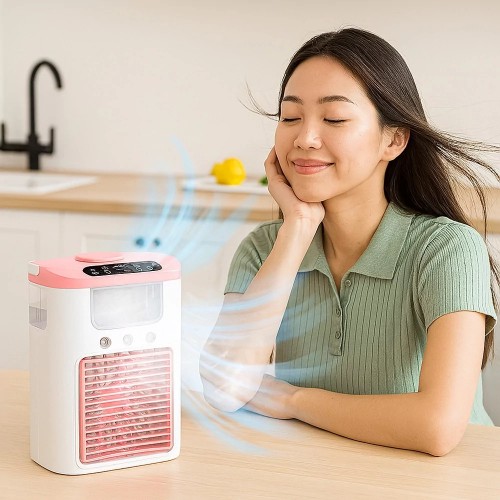 Настольный вентилятор AIR COOLER FAN K918 с водяным охлаждением Pink