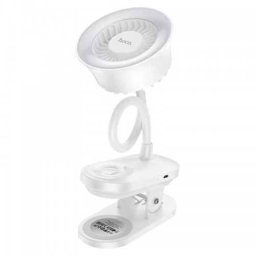 Портативний вентилятор на кліпсі з лампою Hoco HX610 white