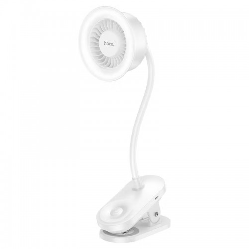 Портативний вентилятор на кліпсі з лампою Hoco HX610 white