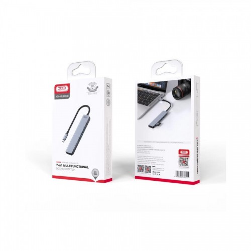 USB-хаб XO HUB008 7 in 1 Multifunctional Type-C Grey