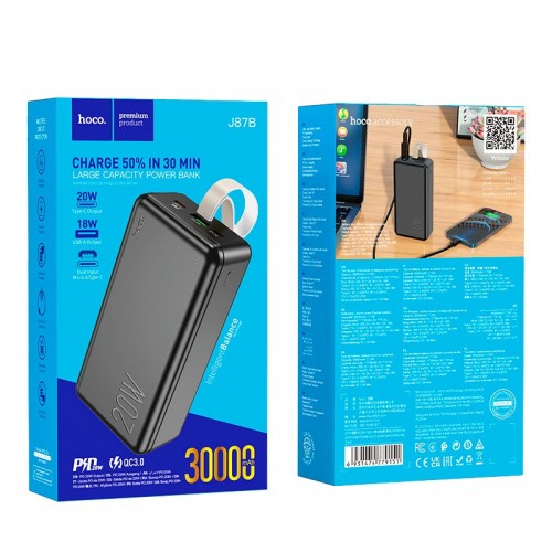 Power Bank Hoco J87B Tracker PD+QC3.0 20W (30000mAh) black