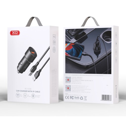 АЗУ XO CC54 QC3.0 Lightning (USB, 18W/Cable Lightning) Black