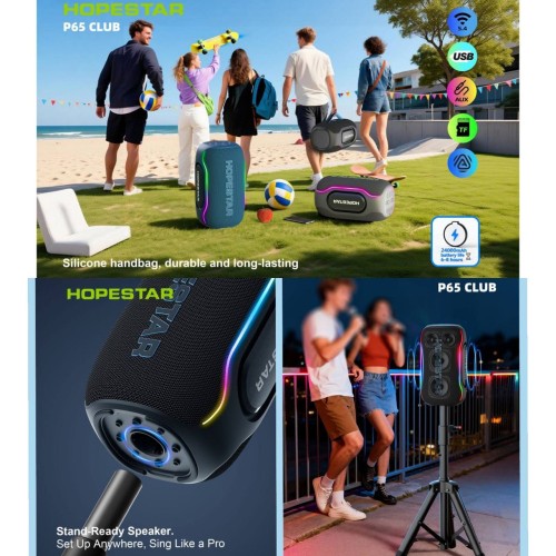 Портативна Bluetooth колонка Hopestar P65 Club 220W з мікрофоном Black