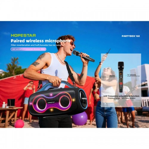 Портативна Bluetooth колонка Hopestar Party Box 168 400W з 2 мікрофонами Blue