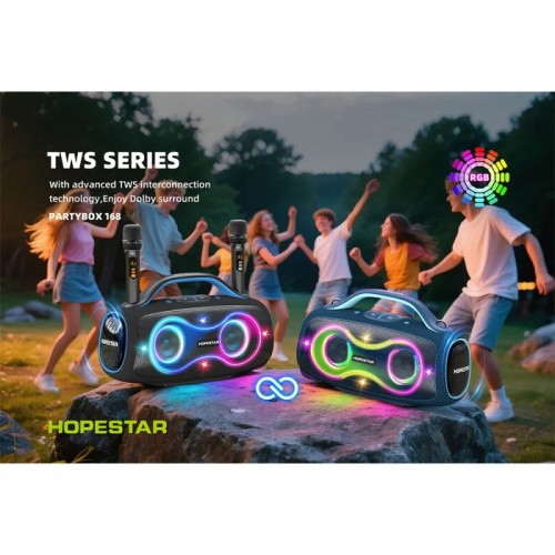 Портативна Bluetooth колонка Hopestar Party Box 168 400W з 2 мікрофонами Blue