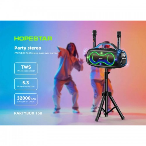 Портативна Bluetooth колонка Hopestar Party Box 168 400W з 2 мікрофонами Blue