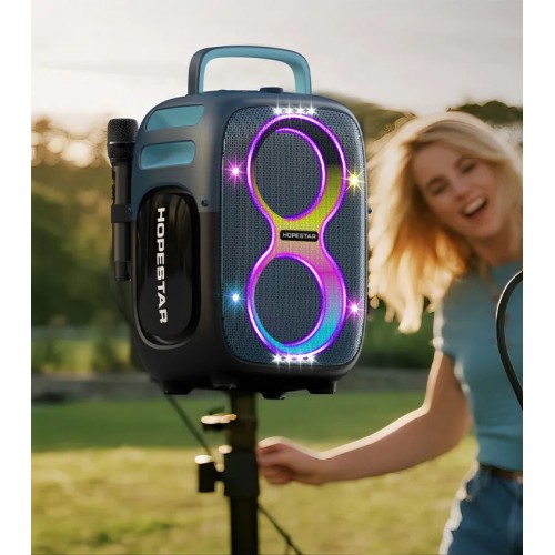 Портативна Bluetooth колонка Hopestar Party One Club 650W з 2 мікрофонами Grey