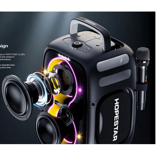 Портативна Bluetooth колонка Hopestar Party One Club 650W з 2 мікрофонами Grey