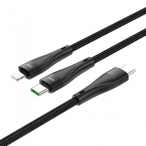 USB кабель Hoco U102 Super 100W 2in1 (Type-C to Type-C+Lightning) black