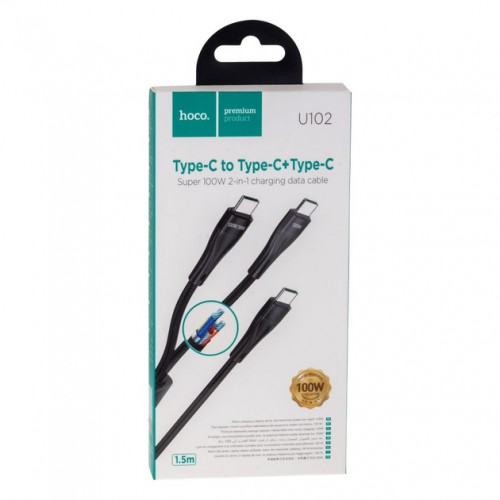 USB кабель Hoco U102 Super 100W 2in1 (Type-C to Type-C+Type-C) black