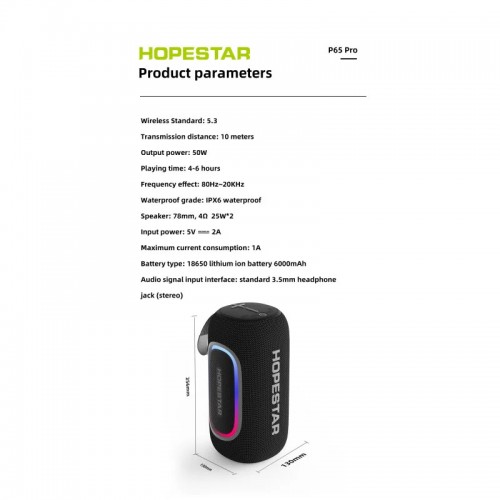 Портативна Bluetooth колонка Hopestar P65 Pro 50W grey