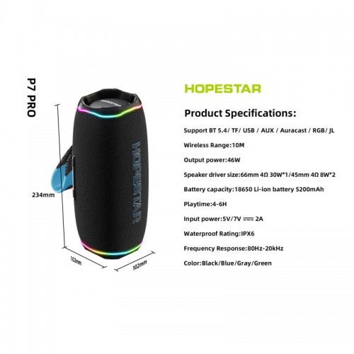 Портативна Bluetooth колонка Hopestar P7 Pro 46W Blue