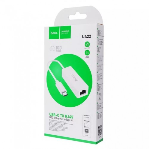 Переходник Hoco UA22 Type-C to RJ45 White