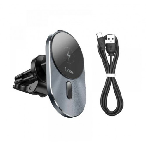 Держатель Hoco CA91 Magnetic Wireless Fast Charging 15W grey
