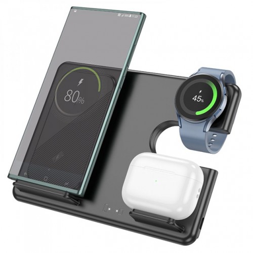 БЗП Hoco CQ2 3in1 Magnetic Wireless Fast Charger 15W black