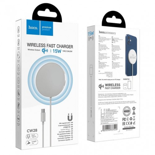 БЗП Hoco CW28 Original Series Magnetic Wireless Fast Charger 15W white