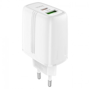 Сетевое зарядное устройство Hoco N11 PD+QC3.0 (USB, Type-C, 20W) white