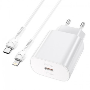 Сетевое зарядное устройство Hoco N22 PD Lightning (Type-C, 25W/Cable Type-C to Lightning) white