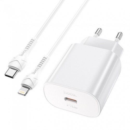 Сетевое зарядное устройство Hoco N22 PD Lightning (Type-C, 25W/Cable Type-C to Lightning) white