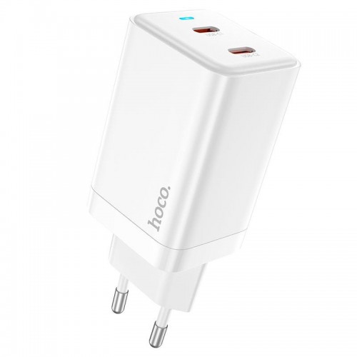 Сетевое зарядное устройство Hoco N23 PD (2xType-C, 45W GaN) white